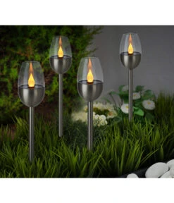 Dehner Solar-Edelstahlleuchte, 4er-Set -Gartenbedarf Kollektion 4034195 WE MO 001 DehnerSolarEdelstahlleuchte4erSet
