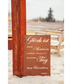 Ferrum Metall-Gedichttafel Glück, 40 X 60 Cm, Rost