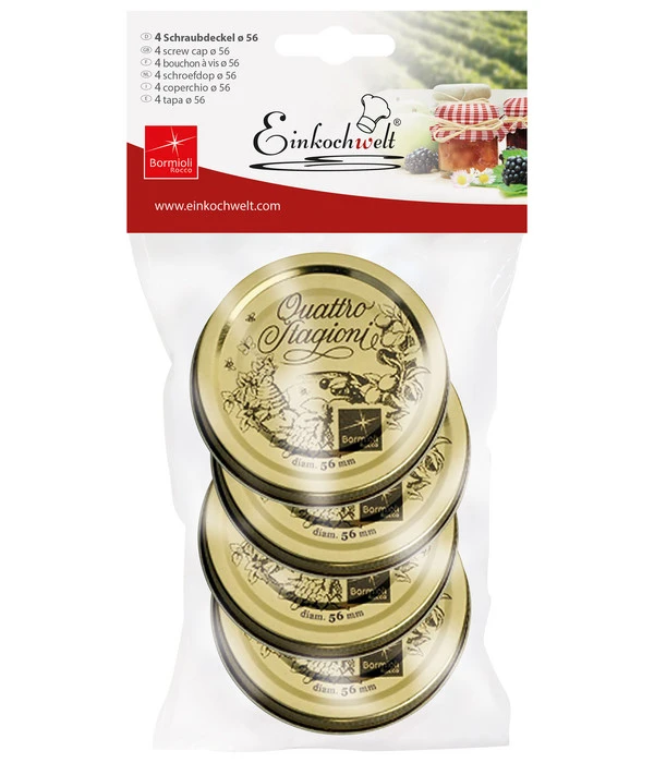 Einkochwelt Quattro Stagioni Schraubdeckel Für Einkochgläser, 4er-Set 1 Einkochwelt Quattro Stagioni Schraubdeckel Für Einkochgläser, 4er-Set