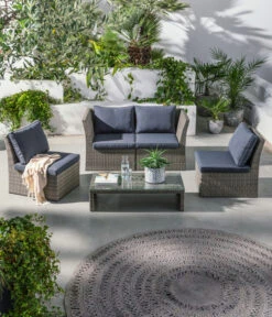 Dehner Geflecht-Lounge Rom, 4-teilig -Gartenbedarf Kollektion 4407334 WE MO 001 DehnerGeflechtLoungeRomNEU