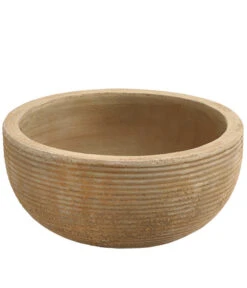 Dehner Terrakotta-Schale Rillen, Rund, Antik-braun