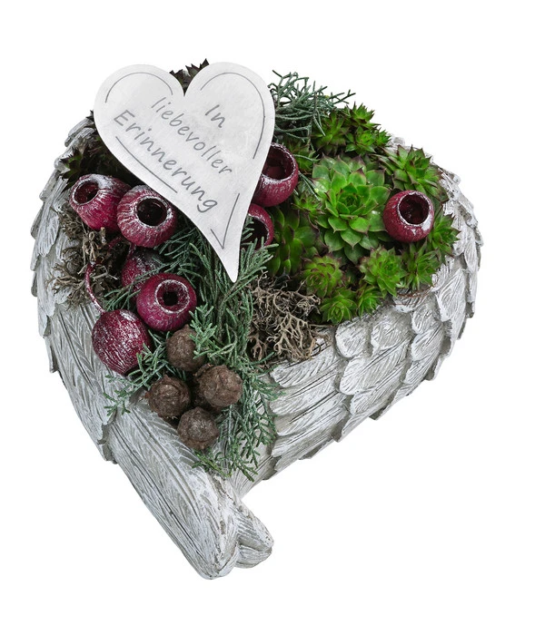 Grabgesteck In Erinnerung, Herzförmig, Ca. B25/H15/T20 Cm 1 Grabgesteck In Erinnerung, Herzförmig, Ca. B25/H15/T20 Cm