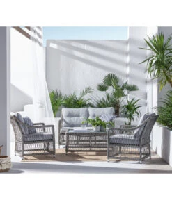 Dehner Geflechtlounge Santos, 4-teilig 17 Dehner Geflechtlounge Santos, 4-teilig -Gartenbedarf Kollektion 6875074 WE MO 001 LoungeSantosNEU