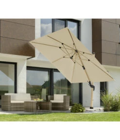 Schneider Ampelschirm Rhodos Twist Woody, Quadratisch, Ca. B300/T300 Cm -Gartenbedarf Kollektion 6953467 WE MO 001 SchneiderAmpelschirmRhodosTwistWoodynatur